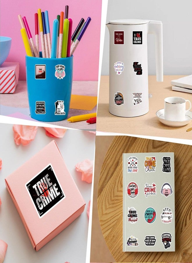 YEESACG 128pcs True Crime Aesthetic Sticker, Cute Cartoon Vinyl Waterproof Stickers for Water Bottle,Skateboard,Laptop,Phone,Journaling,Scrapbooking Decals for Party Supply Decor - Image 5